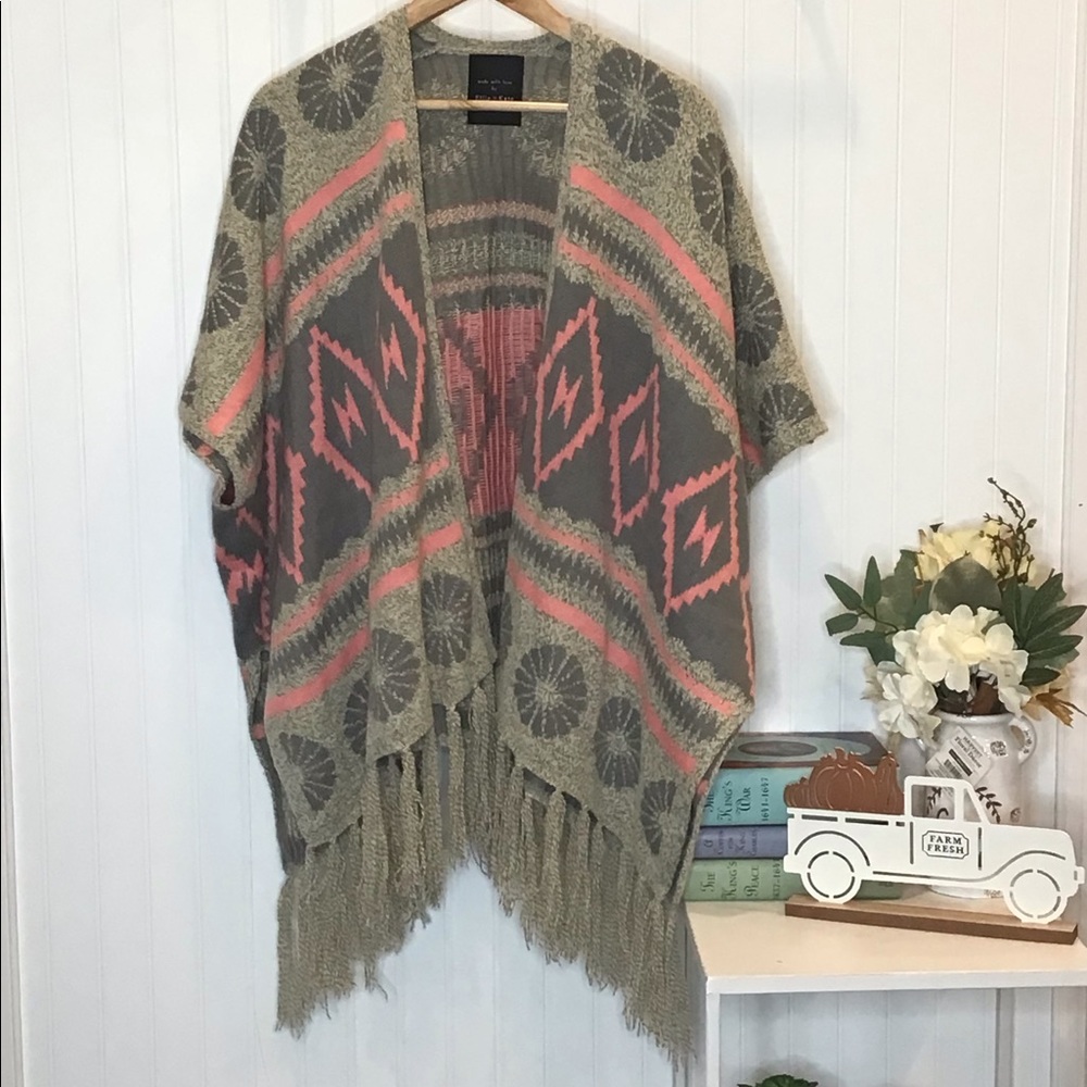 Ellie & Kate Sweater Cardigan Oversized OS Gray - Picture 15 of 16
